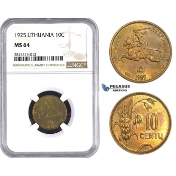 AA552, Lithuania, 10 Centu 1925, NGC MS64