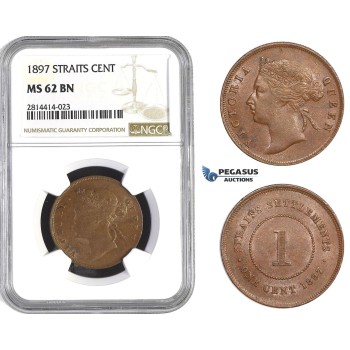 AA572, Straits Settlements, Victoria, 1 Cent 1897, NGC MS62BN