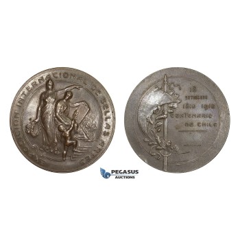 AA587, Chile, Bronze Medal 1910 (Ø60mm, 99.6g) by Lortschen, Fine Arts International Exhibition