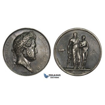 AA592, France, Louis Philippe I, Silver Medal (c. 1830) (Ø41mm, 37.3g) by Caque, Vaccine, Medicine