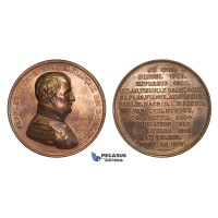 AA593, France & Russia, Bronze Medal 1821 (Ø51.5mm, 59.6g) by Caque, Death of Napoleon Bonaparte