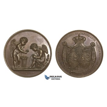 AA597 Germany & Denmark, Bronze Medal 1822 (Ø41mm, 37.4g) by Andrieu, Visit of Prince Christian & Princess Amelie to Paris