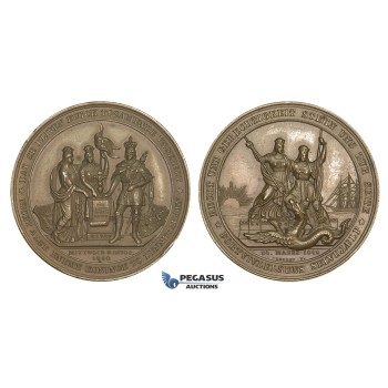 AA598, Germany & Denmark, Bronze Medal 1848 (Ø42mm, 41.5g) by Lorenz, Treaty of Ripen, Danish Dragon