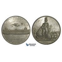 AA601, Great Britain, Tin Medal 1862 (Ø74mm, 118g) by Ottley, International Exhibition, Train, Railroad