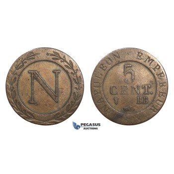 AA628, France, Napoleon, 5 Centimes 1808-BB, Strasbourg, VF