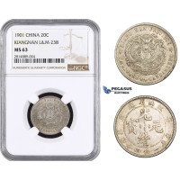 AA652, China, Kiangnan, 20 Cents 1901, Silver, L&M 238, NGC MS63