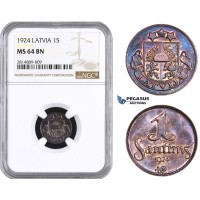AA691, Latvia, 1 Santims 1924, NGC MS64BN AA691, Latvia, 1 Santims 1924, NGC MS64BN