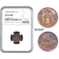 AA692, Latvia, 1 Santims 1924, NGC MS64RB AA692, Latvia, 1 Santims 1924, NGC MS64RB