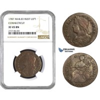 AA718, Early American, Connecticut, 1787 Mailed Bust Left, NGC XF45BN