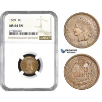 AA720, United States, Indian Cent 1889, Philadelphia, NGC MS64BN