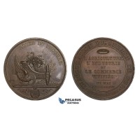 AA726, Belgium, Bronze Medal 1836 (Ø49.9mm, 50.1g) by Hart, Train, Mechelen - Antwerp Railroad