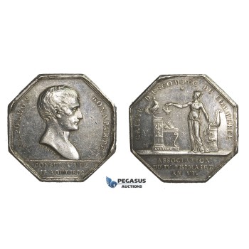 AA728, France, Silver Token Medal 1802 (Ø35mm, 19.3g) by Andrieu, Napoleon Bonaparte, Commerce