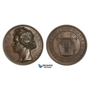 AA730, France & Germany, Bronze Medal 1827 (Ø50.5mm, 57.5g) by Gatteaux, Ludwig van Beethoven