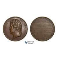AA731, France, Bronze Medal 1837 (Ø51mm, 56.5g) by Barre, Dumont d’Urville, Antarctica South Pole Exploration
