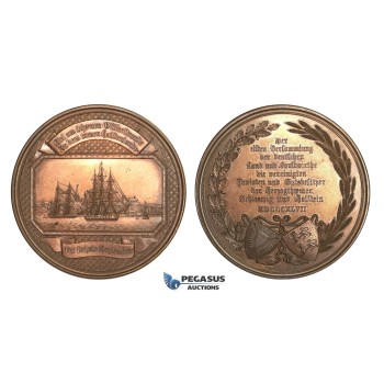 AA737, Germany, Bronze Medal 1847 (Ø50.5mm, 62.2g) by Schilling, Baltic Sea, Ships, Schleswig-Holstein Forestry Workers