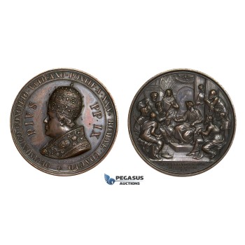 AA738, Italy, Bronze Medal 1869 (Ø43mm, 32.4g) by Moscetti, Pope Pius IX, First Vatican Council