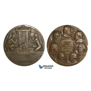 AA745, Sweden, Bronze Art Nouveau Medal 1908 (Ø70.5mm, 152.5g) by Lindberg, Swedish Medical Association Centenary