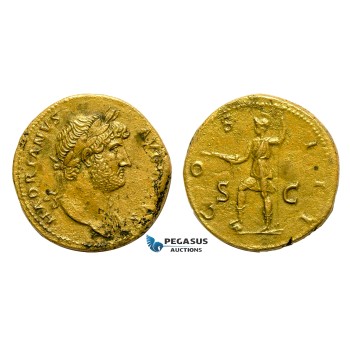AA752, Roman Empire, Hadrian (117-138 AD) Æ Sestertius (25.02g) Rome, 125-128 AD., Virtus, Beautiful!