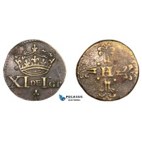 AA764, France, Henry III, (1574-1589) Brass Monetary Weight  (Ø19.5mm, 4.00g) “XI DE I GR”