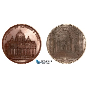 AA773, Italy & Vatican, Bronze Medal 1857 (Ø60mm, 87g) by Wiener, Rome Saint Peter’s Cathedral
