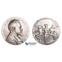 AA781, Sweden, Silver Art Nouveau Medal 1911 (Ø63.5mm, 126g) by Lindberg, Enskilda Bank, K. A. Wallenberg