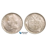 AA806, Colombia, 50 Centavos 1889, Bogota, Silver, Lustrous AU-UNC (Min. Hairlines)