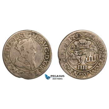 AA810, Lithuania, Sigismund II Augustus, 4 Groschen 1566-SA, Vilnius, Silver (3.94g) aVF