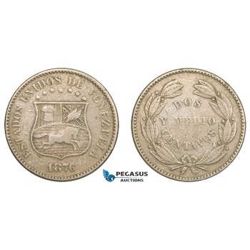 AA820, Venezuela, 2 1/2 Centavos 1876, VF