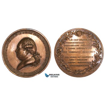AA877, France & India, Bronze Medal 1784 (Ø49mm, 45.8g) by Dupre, Capture of Trincomalee