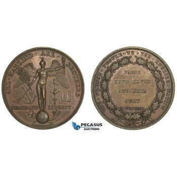 AA878, France & Great Britain, Bronze Medal 1830 (Ø36mm, 21g) by Gayrard, Peace & Liberty, Genie