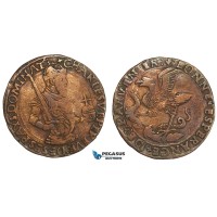 AA884, Netherlands, Bronze Token c. 1520 (Ø28mm, 3.9g) Charles V (Quint), Dugniolle 1550a, Rare!