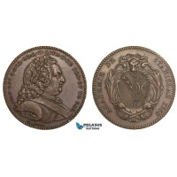 AA885, Poland & France, Bronze Medal 1750 (Ø33mm, 15.8g) by Borrel, Nancy Stanislas Academy