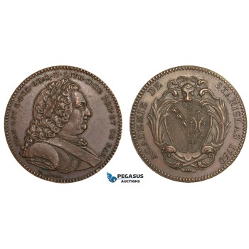 AA885, Poland & France, Bronze Medal 1750 (Ø33mm, 15.8g) by Borrel, Nancy Stanislas Academy