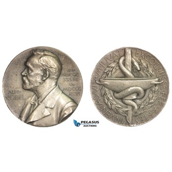 AA889, Sweden, Silver Medal 1973 (Ø26.5mm, 11.3g) Alfred Nobel, Swedish Medical Society