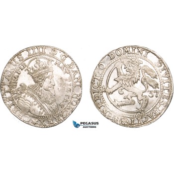 AA919, Norway, Christian IV, Speciedaler (Taler) 1637, Christiania, Silver (29.04g) NM 37, Lustrous EF+