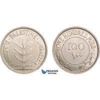 AA965, Palestine, 100 Mils 1931, London, Silver, Cleaned XF, Rare! AA965, Palestine, 100 Mils 1931, London, Silver, Cleaned XF, Rare!