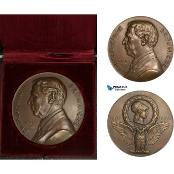 AA970, Denmark, Bronze Medal 1930 (Ø55.5mm, 92.8g) by Gunnar, Owl, Doctor Einar Brunniche, Medicine, Rare!