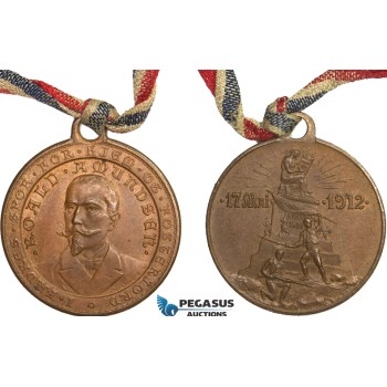 AA976, Norway, Bronze Medal 1912 (Ø27mm, 6.4g) Roald Amundsen, South Pole Explorer