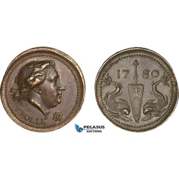 AA981, Sweden, Bronze Medal 1780 (1784) (Ø28mm, 14.9g) Admiral Hendrik af Trolle