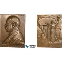 AA986, Sweden, Bronze Art Nouveau Plaque Medal 1913 (63x48mm, 89g) by Lindberg, Oscar Montelius, Archeologist