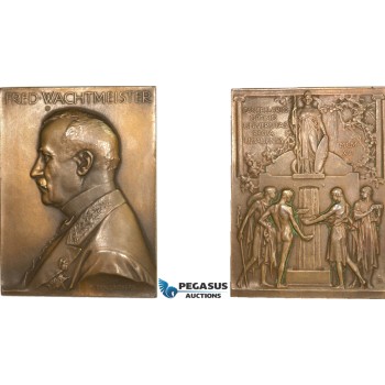 AA987, Sweden, Bronze Plaque Medal 1916 (65x48mm, 87g) by Lindberg, Uppsala University, Athena