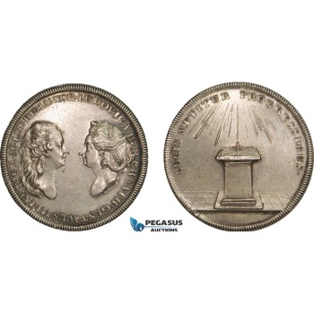 AA989, Sweden & Germany, Gustav III, Silver Medal (1920 Restrike) (Ø34mm, 18.1g) By Fehrman, Louisa Ulrika