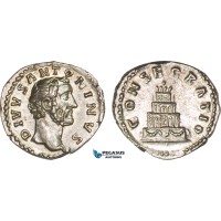 AB070, Roman Empire, Divus Antoninus Pius (Died 161 AD) AR Denarius 3.33g) Rome, 161 AD, Consecration, Lustros aUNC