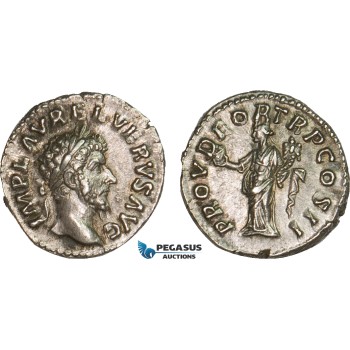 AB072, Roman Empire, Lucius Verus (161-169 AD) AR Denarius (3.57g) Rome, 161 AD, Providentia, Patina, AU
