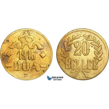 AB097, German East Africa (DOA) 20 Heller 1916-T, Tabora, Brass, UNC (Corrosion spots)
