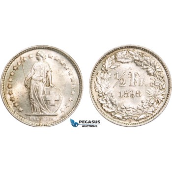 AB154, Switzerland, 1/2 Franc 1898-B, Bern, Silver, aUNC