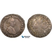 AB156, Russia, Peter I, Poltina 1705, Moscow, Silver (13.63g) Bit. 552 (R3) Toned XF, Very Rare!