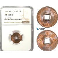 AB170, French Indo-China, 2 Sapeque 1897-A, Paris, NGC MS65BN AB170, French Indo-China, 2 Sapeque 1897-A, Paris, NGC MS65BN