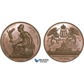 AB192, Austria, Bronze Medal 1873 (Ø53mm, 50.8g) by Schmahlfeld & Christensen, Owl, Athena