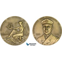 AB201, Portugal, Bronze Medal 1969 (Ø80mm, 222g) by Vasco de Conceicao, Owl, Ships, Navy
